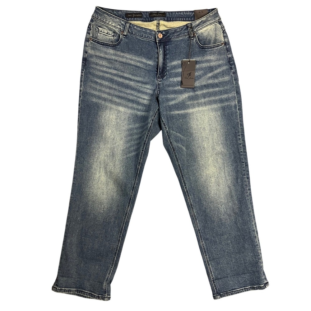 Poetic Justice Verla True Boyfriend Jeans Women 18R Blue New Distressed Stretch